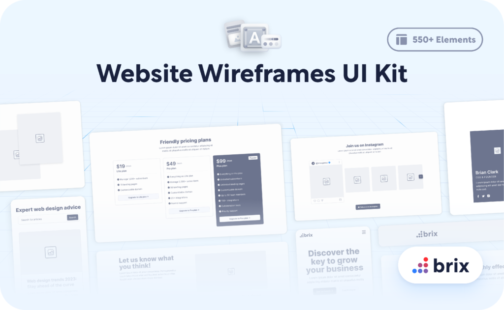 Website Wireframes UI Kit | BRIX Agency